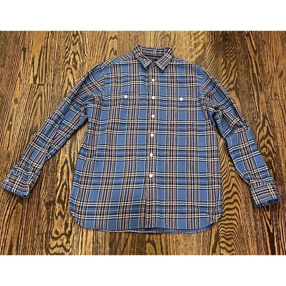 Polo Ralph Lauren Shirt Men Large Button Down Plaid Two Pocket Retails at $100 - Picture 1 of 5